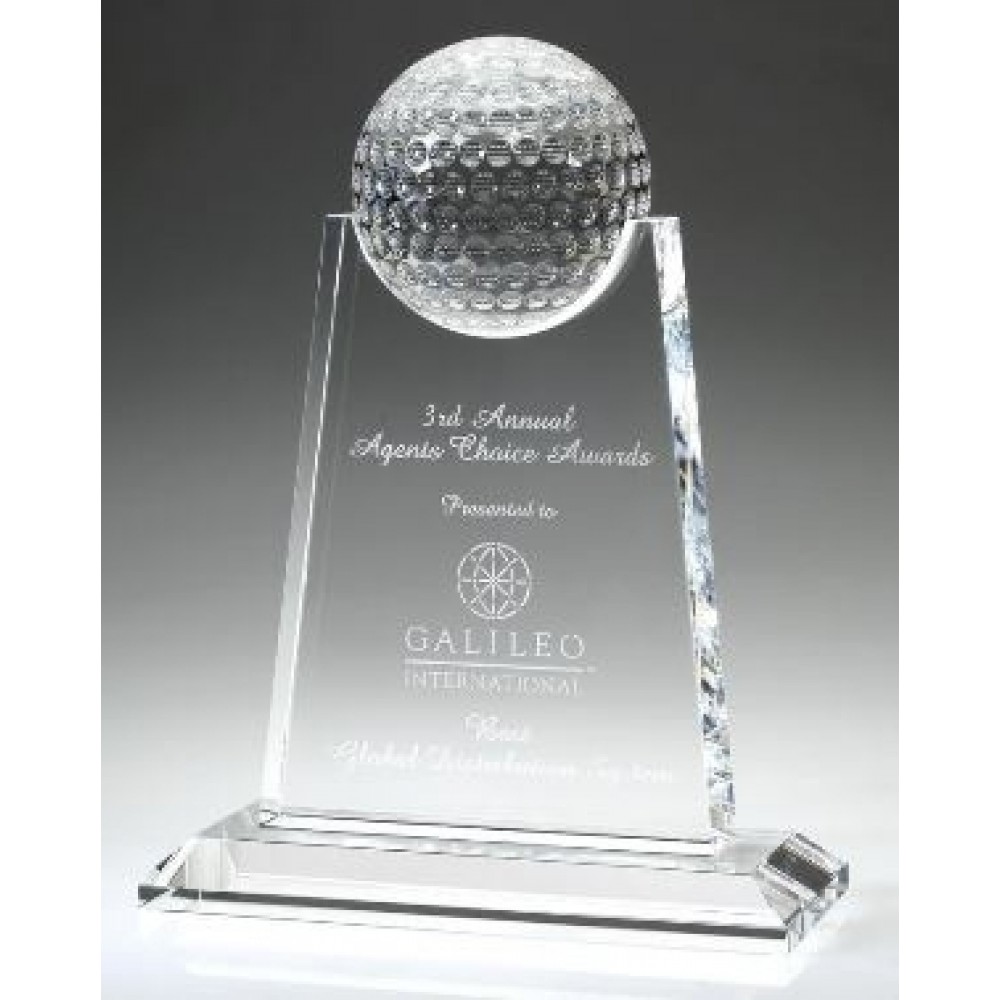 Logo Branded Large Optical Crystal Paramount Golf Trophy