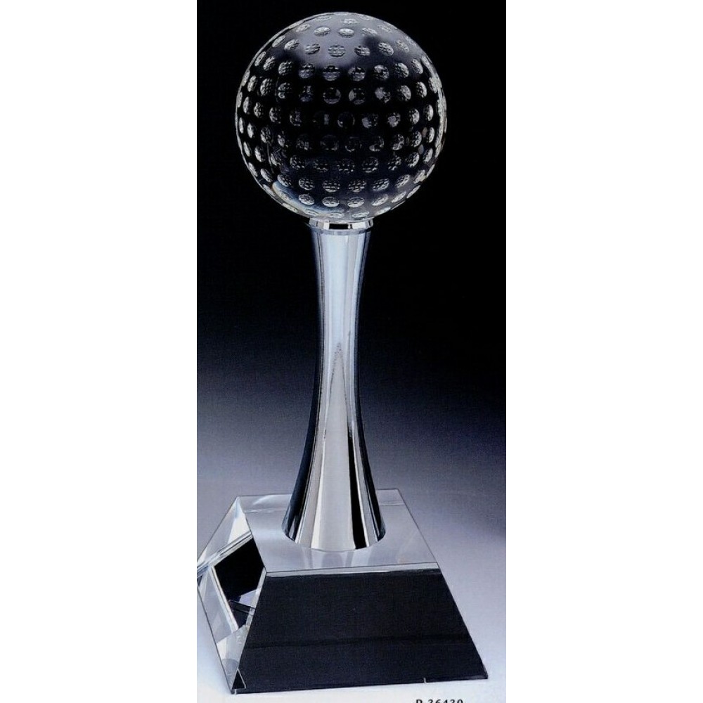 Logo Branded Large Crystal Golf Award (4"x4"x12")