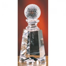 Small Crystal Golf Ball on Tower Award with Logo