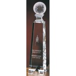 Large Crystal Golf Ball on Tower Award with Logo