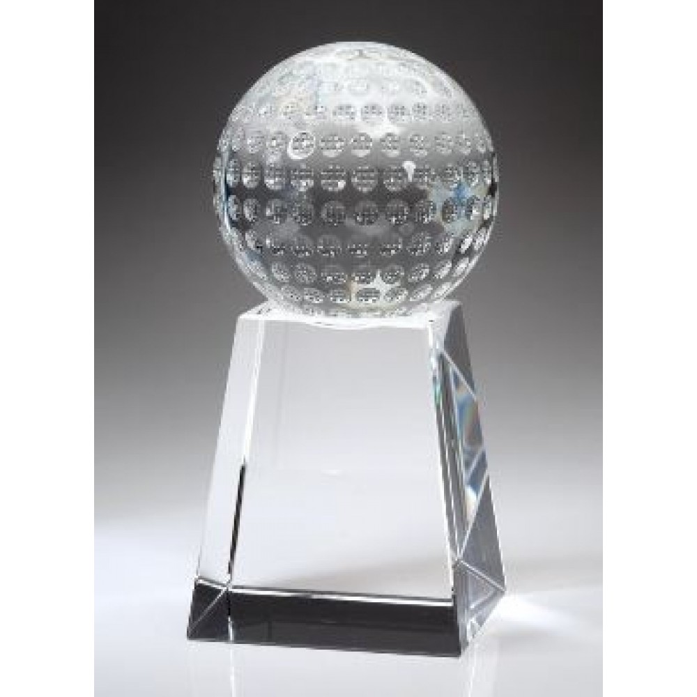 Customized Medium Optical Crystal Golf Ball on Tall Base Award