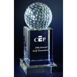 Promotional 7" Crystal Golf Ball Award w/Base