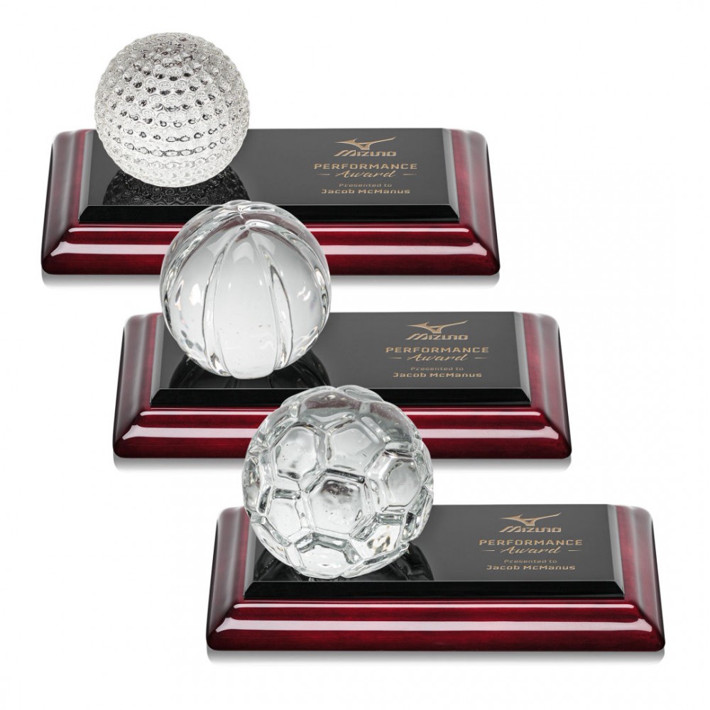 Sports Balls Award on Rosewood Base with Logo Sports Balls Award on Rosewood Base with Logo