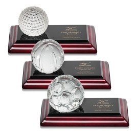 Sports Balls Award on Rosewood Base with Logo