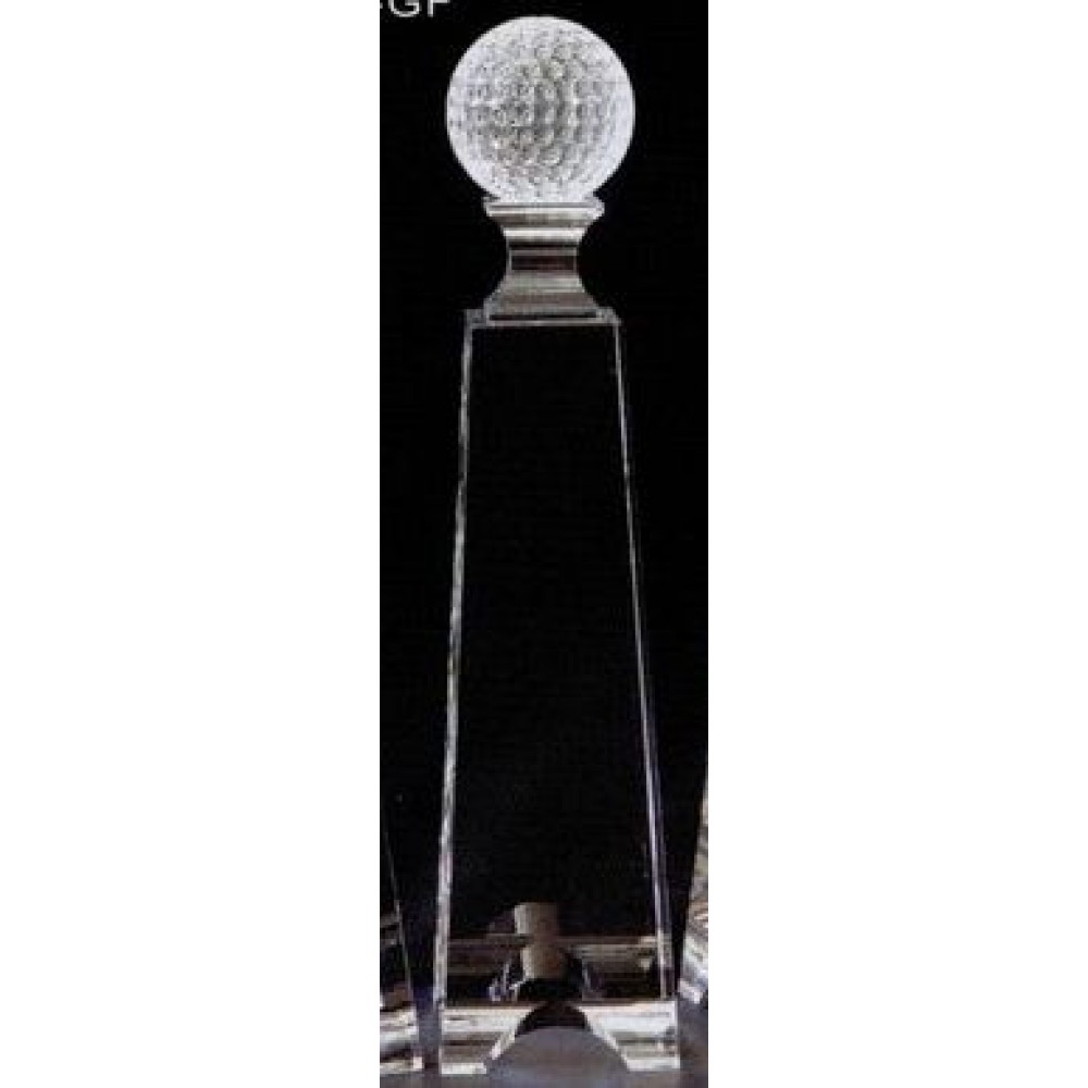 11" Crystal Golf Tower Award with Logo