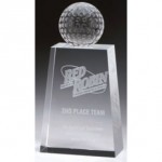 Large Crystal Pandora Golf Tower Award with Logo