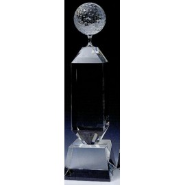 Custom Large Crystal Golf Tower Award (13"x3 9/16")