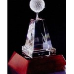 Logo Branded 7" Small Crystal Golf Tower Award