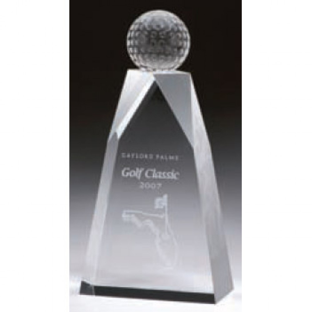 Logo Branded Medium Crystal Sears Golf Tower Award