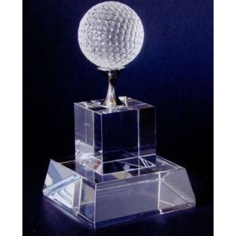 Small Crystal Golf Tower Award (5 1/8") with Logo