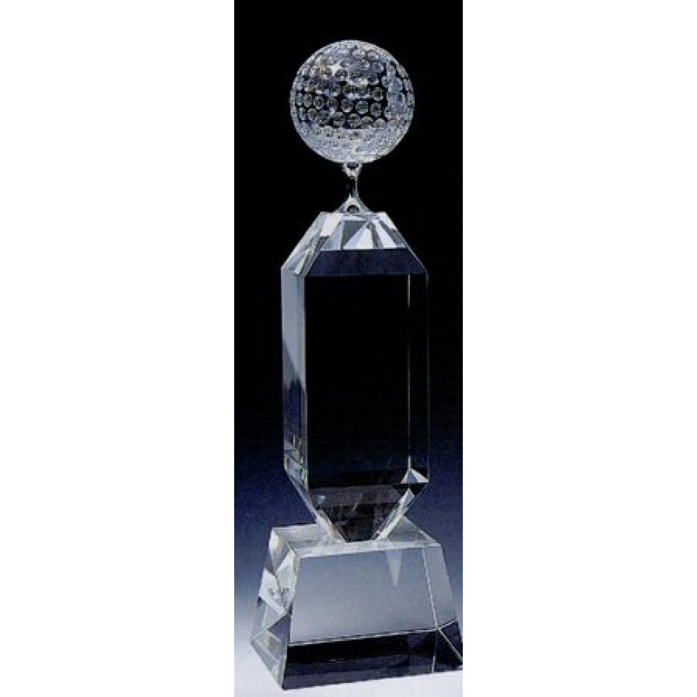 Personalized Medium Crystal Golf Tower Award (12"x3 9/16")