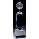 Medium Crystal Golf Tower Award (12"x3 9/16") with Logo