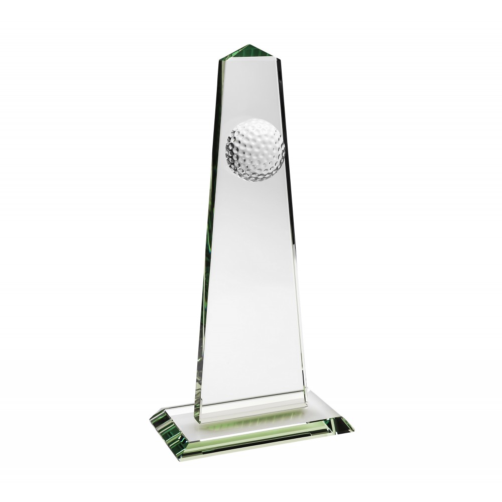 Jade Glass Golf Obelisk Award (10"x5"x") with Logo