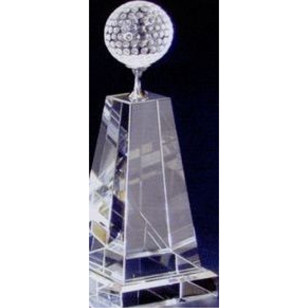 Customized 9" Medium Crystal Golf Tower Award Customized 9" Medium Crystal Golf Tower Award