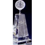 9" Medium Crystal Golf Tower Award with Logo