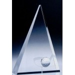Small Crystal Golf Triangle Award with Logo