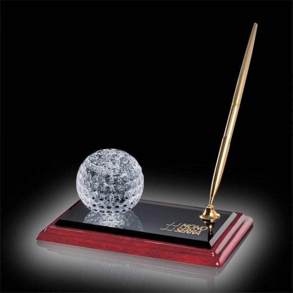 Golf Ball Pen Set - Rosewood/Black/Gold with Logo