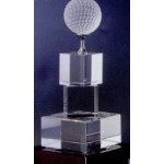 7" Crystal Golf Tower Award with Logo