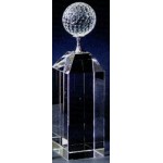 9" Medium Crystal Golf Tower Award with Logo