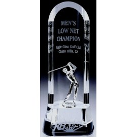 Logo Branded Large Crystal Half Moon Golfer Award