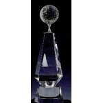 Small Crystal Golf Tower Award (10"x3") with Logo