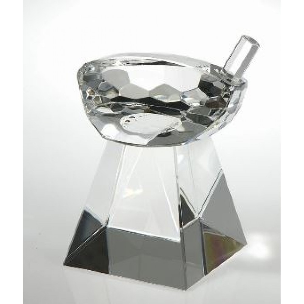 Personalized Large Optical Crystal Golf Driver Head on Tall Base Award