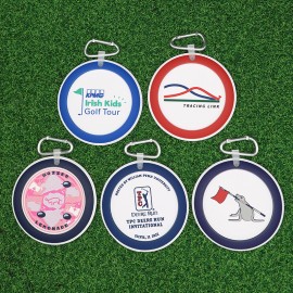 Logo Branded Custom Round Shape Golf Bag Tags Luggage Tags with Carabiner Hook