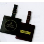 Promotional Square Leather Bag Tag 3" w/ Club Lorente 2" Coin