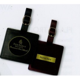 Promotional Square Leather Bag Tag 3" w/ Club Lorente 2" Coin