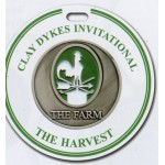 Two Sided Circle Printed Plastic Bag Tag w/ Medallion 3 1/2" with Logo