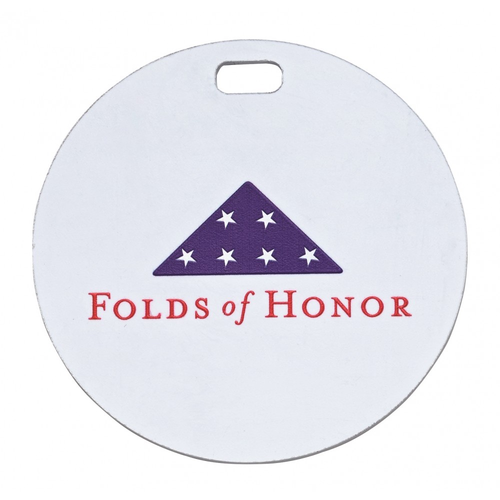 Round White Plastic Bag Tag with Logo Round White Plastic Bag Tag with Logo