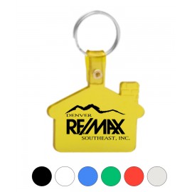 Promotional Union Printed - House Shaped Soft Key Tags with Keychain Ring - 1-Color Logo