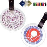 1.75" Round Aluminum Luggage /Golf Bag Tag with an Epoxy Screen Printed imprint. Made in the USA. with Logo