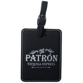 Black Leatherette Bag Tag with Logo  Black Leatherette Bag Tag with Logo