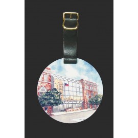 1.75" Round Aluminum Luggage /Golf Bag Tag w/ a Full Color, Sublimated imprint. Made in the USA. with Logo