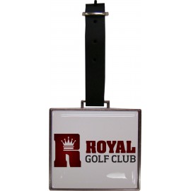 Rectangular Metal Domed Bag Tag with Logo