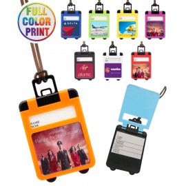 Custom Union Printed - Suitcase Shaped Luggage Tag with Pop Up Cover - Full-Color Print