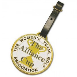 3" Die Struck Soft Enamel Bag Tag Gold Plate with Logo