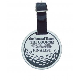 1.75" Round Aluminum Luggage /Golf Bag Tag w/ a Die Struck/Color Filled imprint. Made in the USA. with Logo  1.75" Round Aluminum Luggage /Golf Bag Tag w/ a Die Struck/Color Filled imprint. Made in the USA. with Logo