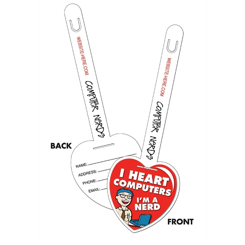 Plastic Heart I.D. Tags UV-Coated (1S) - 3.25x9.5 - 10 pt with Logo