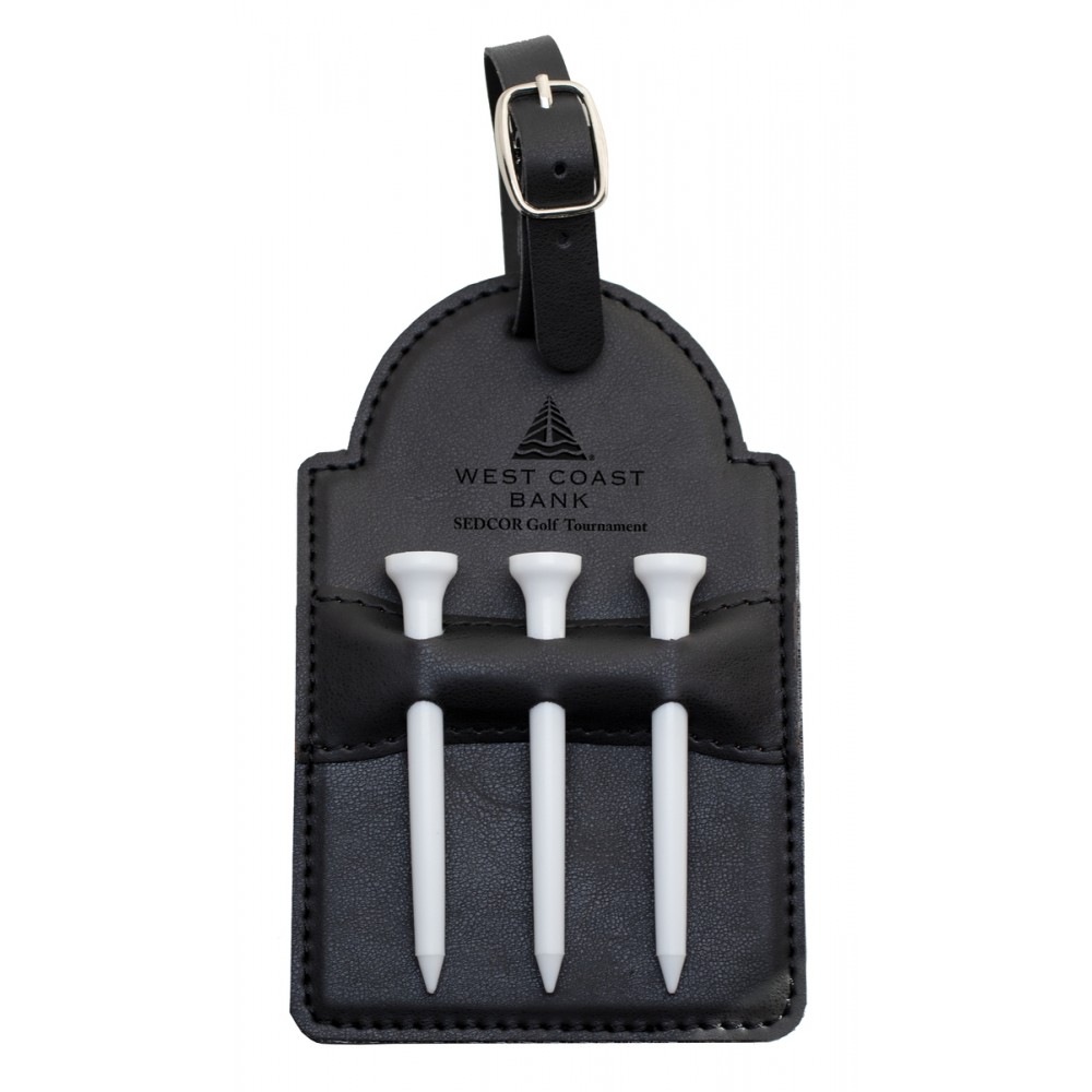 Personalized Black Pleather Golf Bag Tag