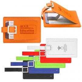 Traveler Bond Leather Luggage Tag - Orange with Logo