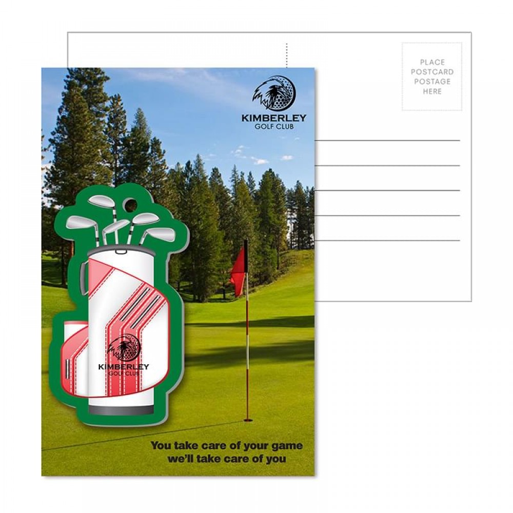 Personalized Post Card With Full-Color Golf Bag Luggage Tag