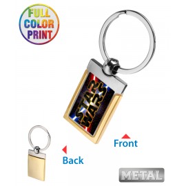 Gold Band Rectangle Shaped Metal Keychain with Logo  Gold Band Rectangle Shaped Metal Keychain with Logo