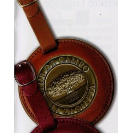 Personalized Round Leather Bag Tag 3" w/ Club Lorente 2" Coin