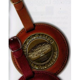 Personalized Round Leather Bag Tag 3" w/ Club Lorente 2" Coin  Personalized Round Leather Bag Tag 3" w/ Club Lorente 2" Coin