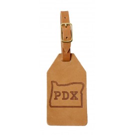 Full-Grain leather Bag Tag w/Buckle Strap/ simple with Logo