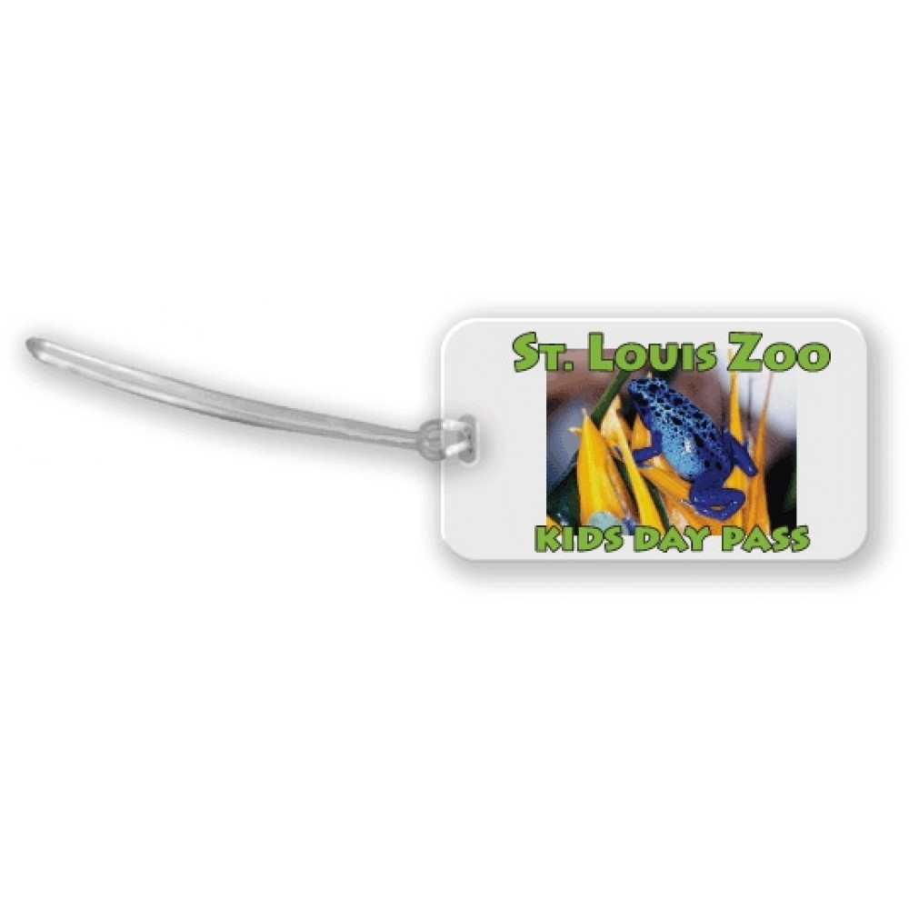 Custom shaped luggage tag - rectangle 1 (3.5"x2") 1C on colored vinyl with Logo
