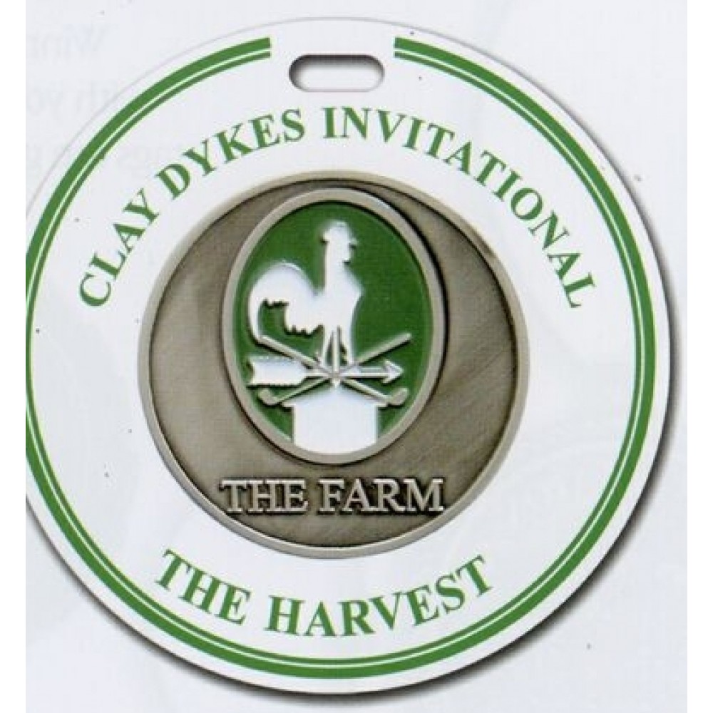 One Side Circle Printed Plastic Bag Tag w/ Medallion 3 1/2" with Logo