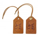 Simple Full-Grain Bag tag / Luggage Tag w/Leather Lace Tie with Logo